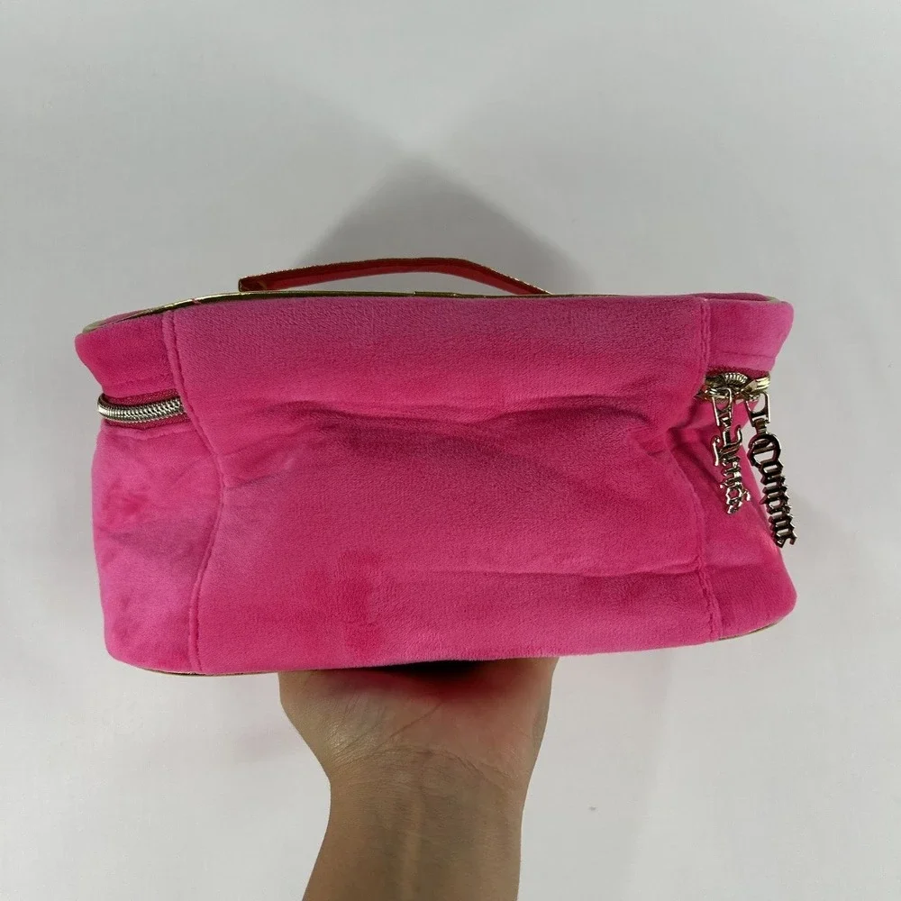Juicy Couture Vintage Y2K Toiletry Case Rhienstone Pink And Gold Velour